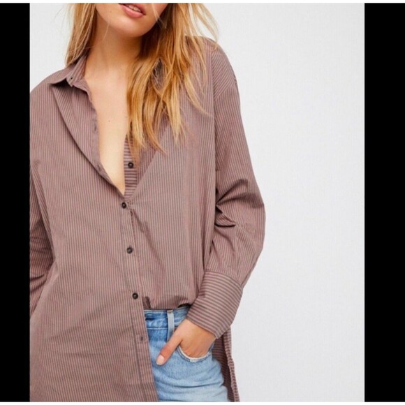 Free People Lakehouse Oversized Button Down Shirt Size Small - Picture 2 of 4